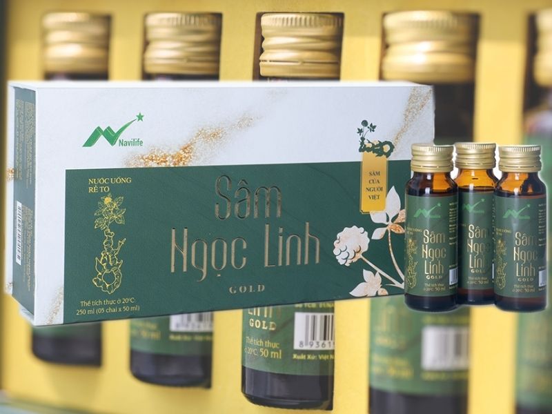 Hộp nhỏ 5 chai nước uống rễ tơ sâm Ngọc Linh Hộp nhỏ 5 chai nước uống rễ tơ sâm Ngọc Linh