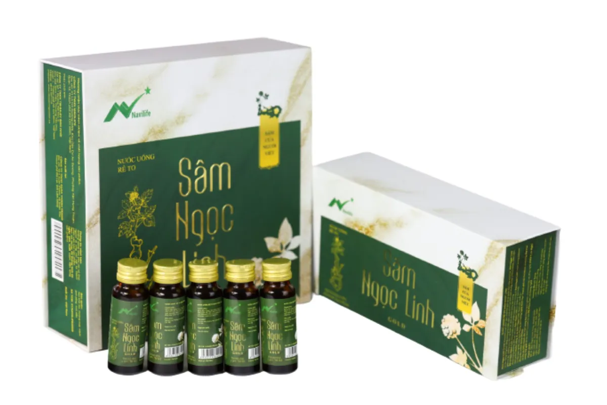 Nước uống Rễ tơ Sâm Ngọc Linh Gold - Hộp 5 chai thủy tinh cao cấp