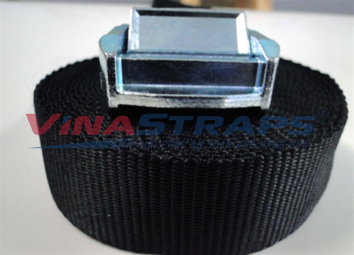Dây chằng hàng khóa cam bản 38mmx1500kgs đen không móc Dây chằng hàng khóa cam bản 38mmx1500kgs đen không móc