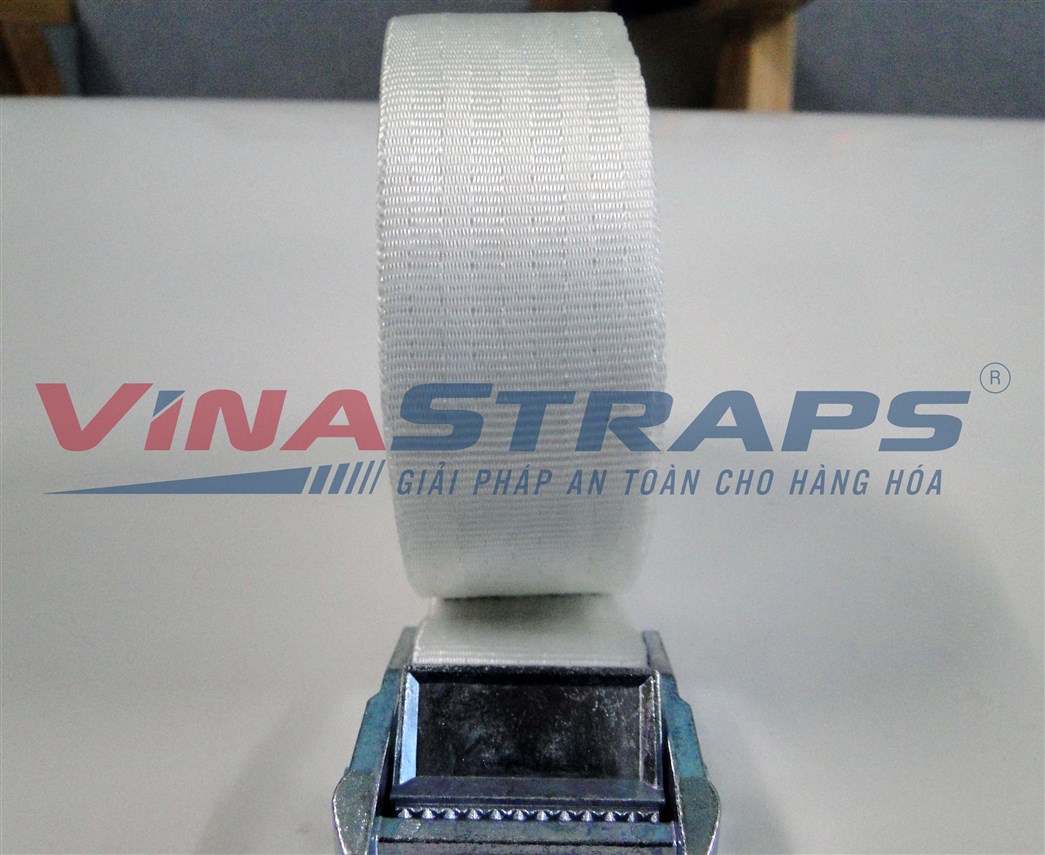 Dây chằng hàng khóa cam bản 38mmx1500kgs trắng không móc  Dây chằng hàng khóa cam bản 38mmx1500kgs trắng không móc