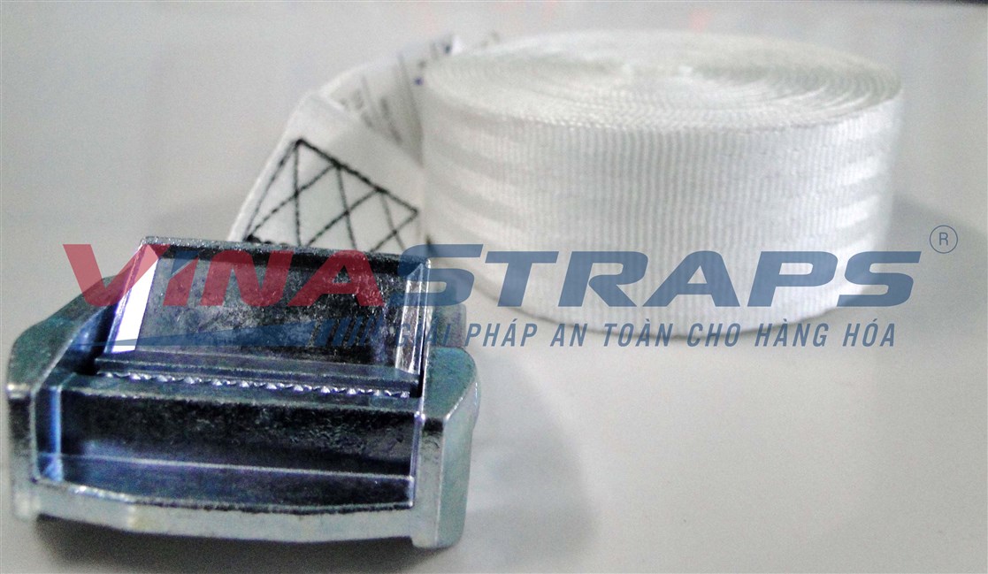 Dây chằng hàng khóa cam bản 38mmx1500kgs trắng không móc  Dây chằng hàng khóa cam bản 38mmx1500kgs trắng không móc