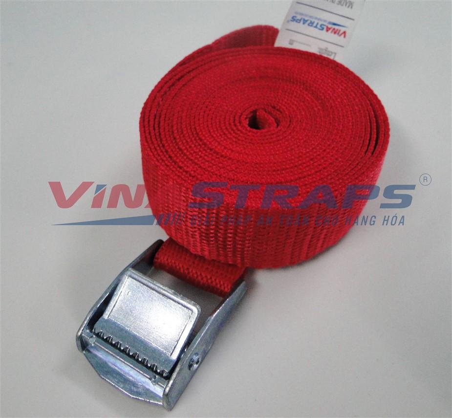 Dây chằng khóa cam bản 25mmx5m đỏ không móc Dây chằng khóa cam bản 25mmx5m đỏ không móc