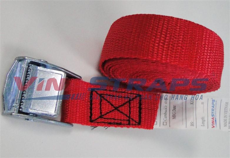 Dây chằng khóa cam bản 25mmx5m đỏ không móc Dây chằng khóa cam bản 25mmx5m đỏ không móc