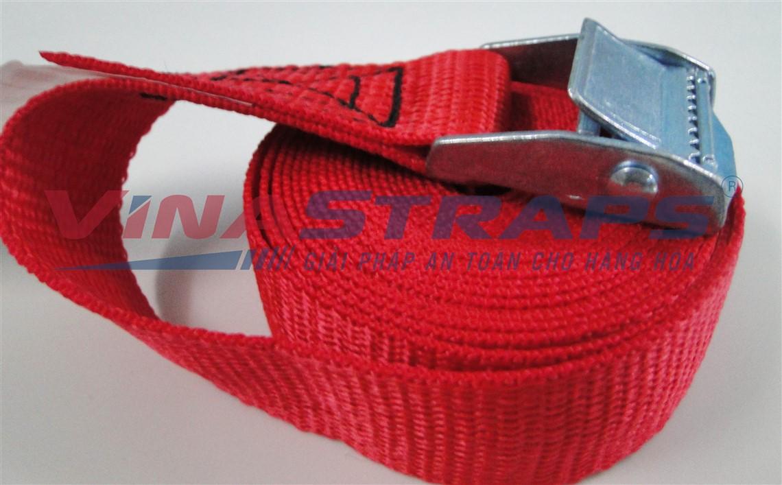 Dây chằng khóa cam bản 25mmx5m đỏ không móc Dây chằng khóa cam bản 25mmx5m đỏ không móc