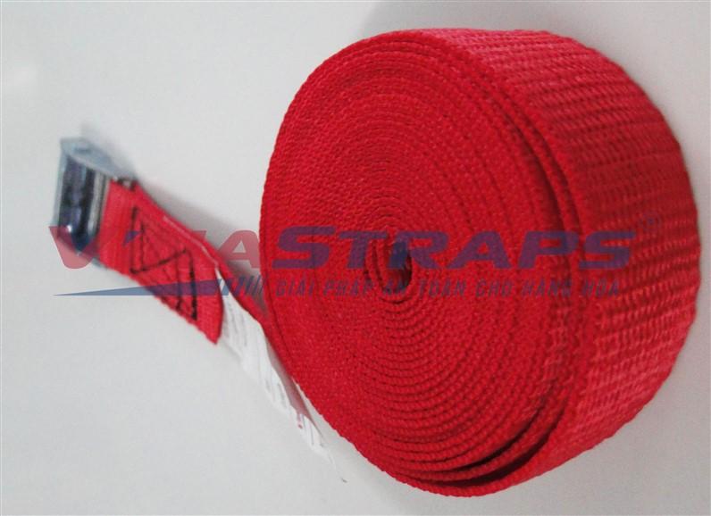 Dây chằng khóa cam bản 25mmx5m đỏ không móc Dây chằng khóa cam bản 25mmx5m đỏ không móc