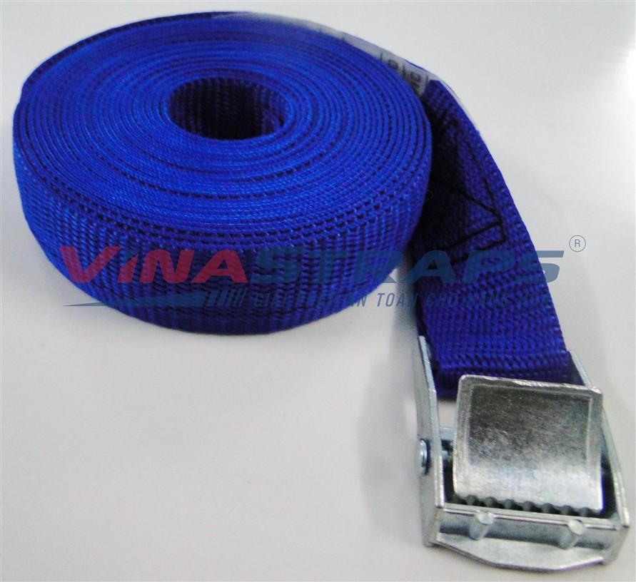 Dây chằng khóa cam bản 25mmx5m xanh không móc Dây chằng khóa cam bản 25mmx5m xanh không móc
