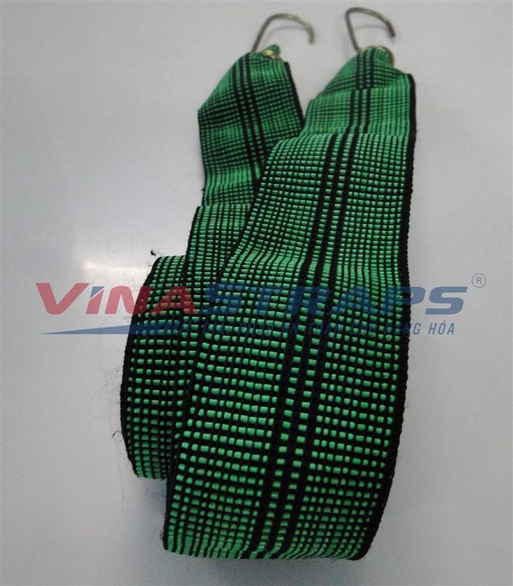 Dây thun chằng hàng bản 50mm màu xanh 2 đầu móc Dây thun chằng hàng bản 50mm màu xanh 2 đầu móc