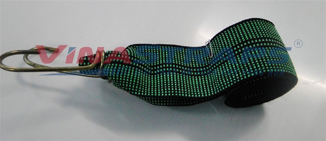 Dây thun ràng pallet bản 50mm màu xanh 2 đầu móc Dây thun ràng pallet bản 50mm màu xanh 2 đầu móc