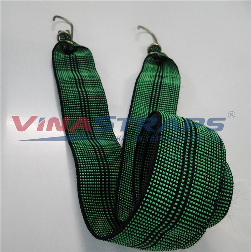 Dây thun ràng pallet bản 50mm màu xanh 2 đầu móc Dây thun ràng pallet bản 50mm màu xanh 2 đầu móc