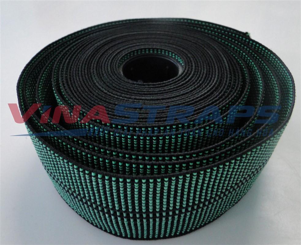 Dây thun ràng pallet bản 50mm màu xanh Dây thun ràng pallet bản 50mm màu xanh