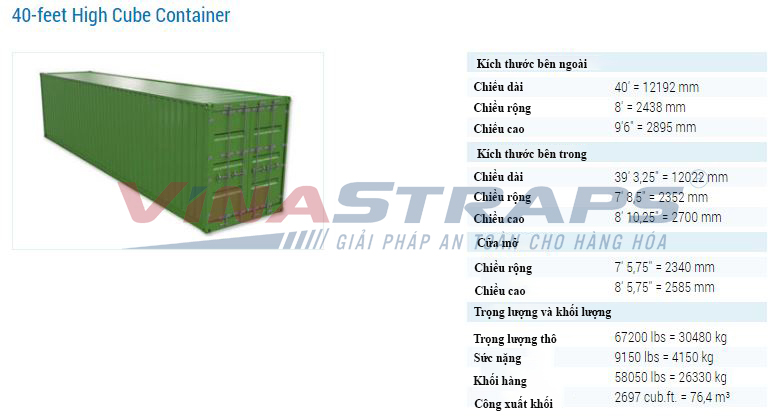 Kích thước thùng container 40 feet Kích thước thùng container 40 feet