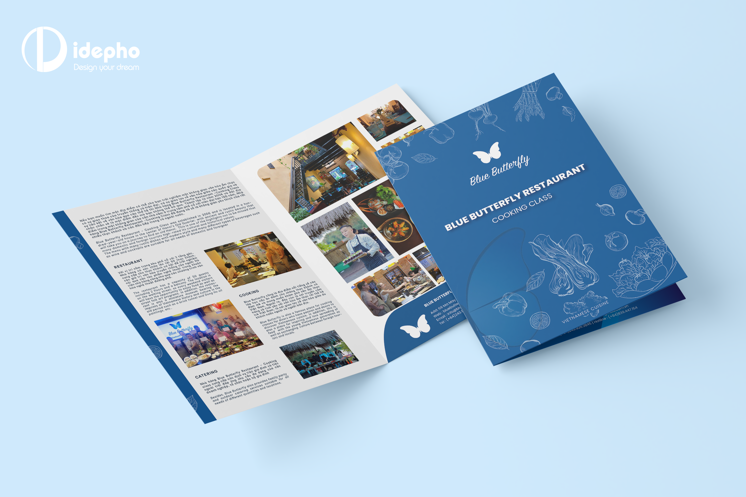 Thiết kế Kẹp File nhà hàng Blue Butterfly Cooking Class