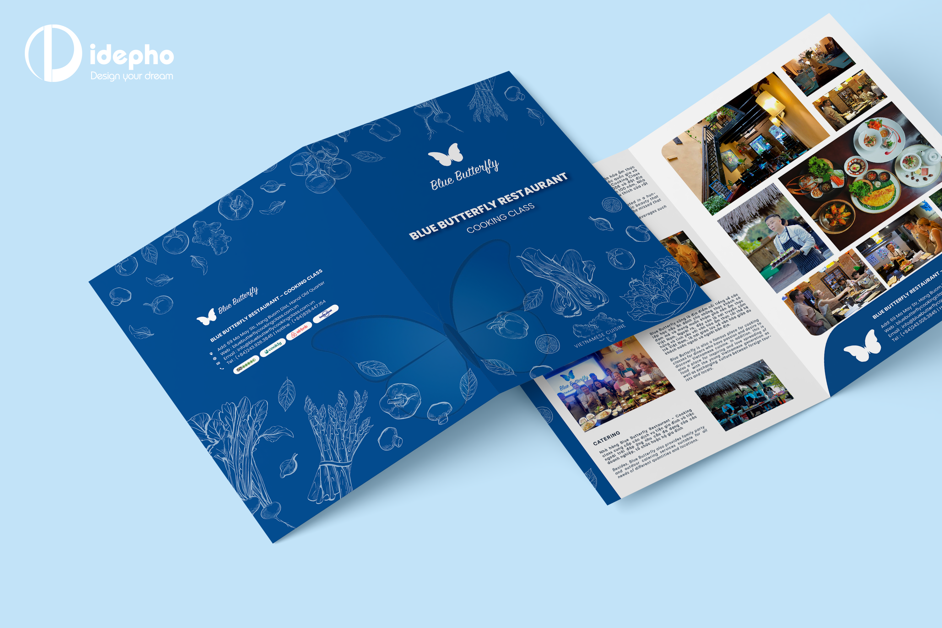 Thiết kế Kẹp File nhà hàng Blue Butterfly Cooking Class