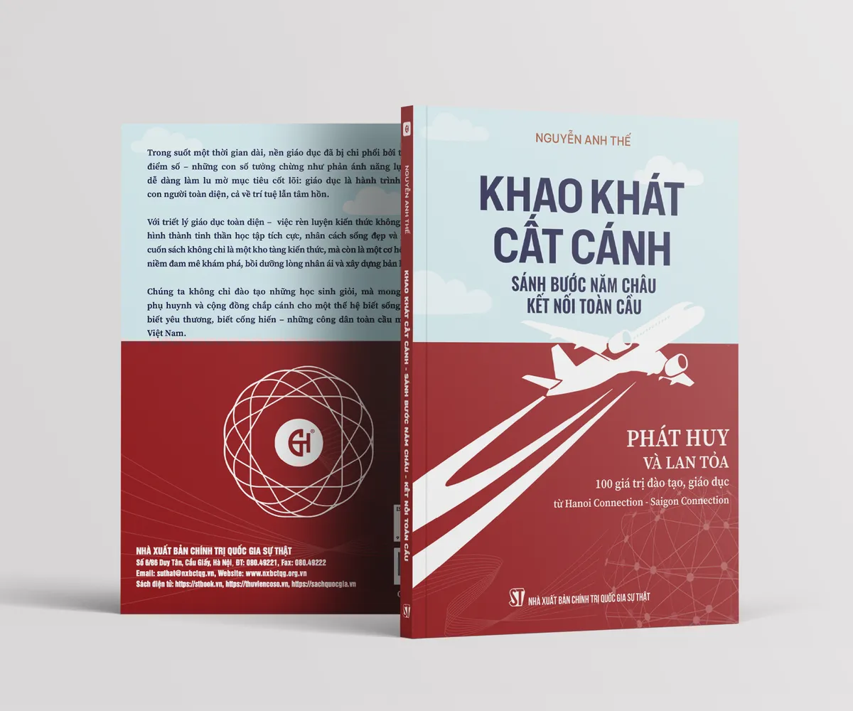 Thiết kế bìa sách Khao Khát Cất Cánh, Sánh Bước 5 Châu, Kết Nối Toàn Cầu - Nguyễn Anh Thế