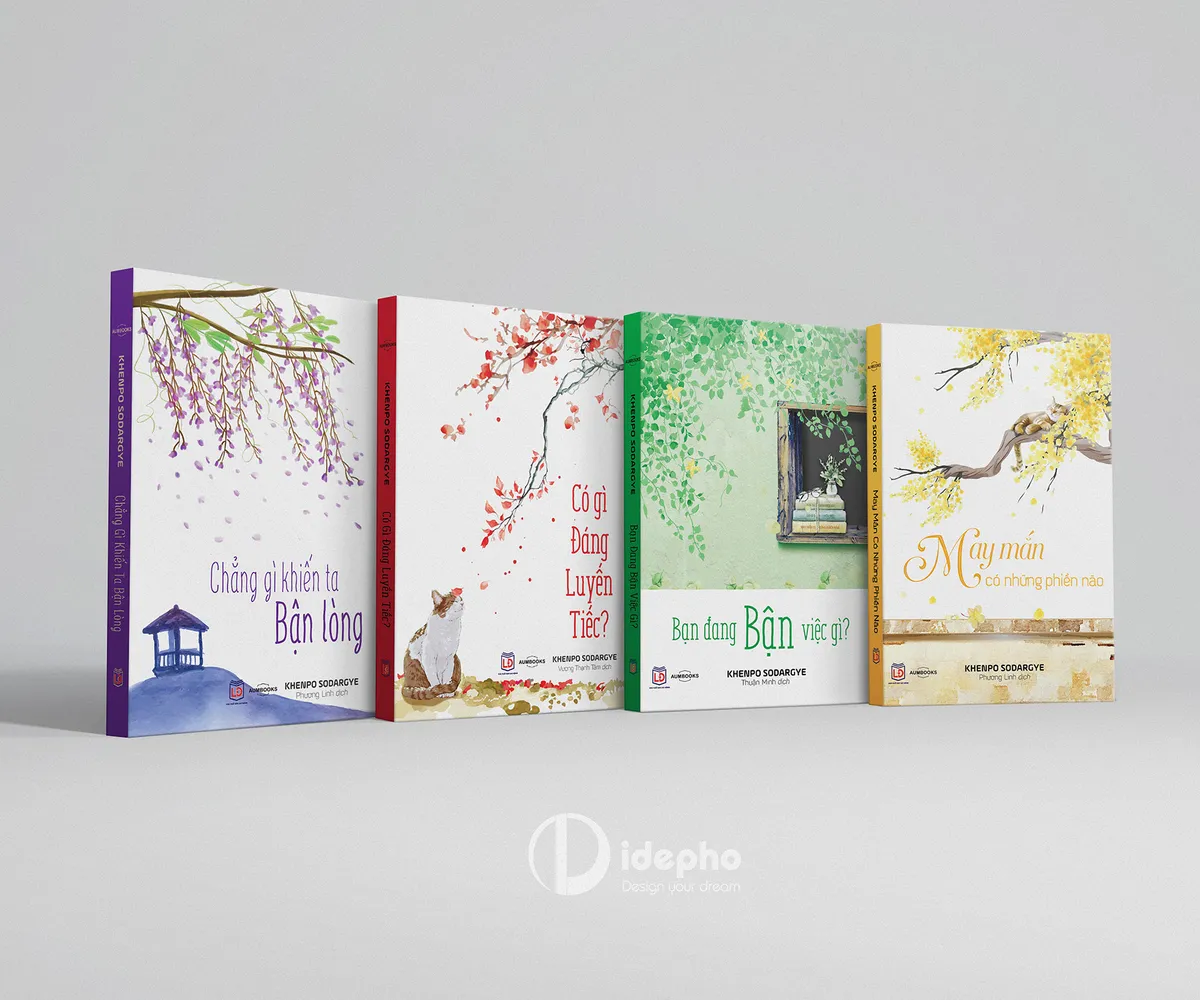 Thiết Kế Bộ Bìa Sách 4 Cuốn AN TRÚ TRONG HIỆN TẠI - Khenpo Sodargye