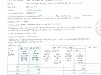 TỰ CÔNG BỐ HẠT CHỐNG ẨM CLAY