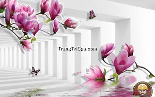 Tranh Hoa 3D Dán Tường Trang Trí Spa Phong Cách Đương Đại Và Sang Trọng 