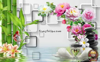 Tranh Hoa 3D Dán Tường Trang Trí Spa Phong Cách Đương Đại Và Sang Trọng 