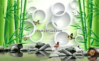 Mẫu Tranh Dán Tường Spa Kết Hợp Phong Cảnh Thiên Nhiên Tạo Sự Thẩm Mỹ Cao 