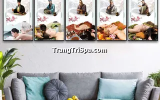 Tranh Bộ Trang Trí Tiệm Gội Đầu Dưỡng Sinh Phong Cách Đương Đại, Tối Giản