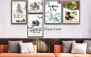 Tranh Bộ Trang Trí Tiệm Gội Đầu Dưỡng Sinh Phong Cách Đương Đại, Tối Giản