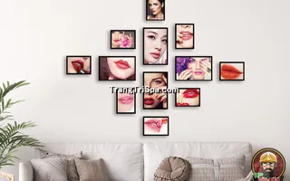 Tranh Bộ treo Tường Trang Trí Tiệm Phun Xăm Môi Ấn Tượng 