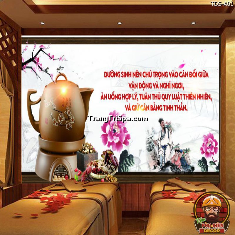 Tranh dán tường 3d thảo dược Đông Y trang trí Phòng Spa dưỡng sinh bắt mắt và thu hút Khách hàng Tranh dán tường 3d thảo dược Đông Y trang trí Phòng Spa dưỡng sinh bắt mắt và thu hút Khách hàng