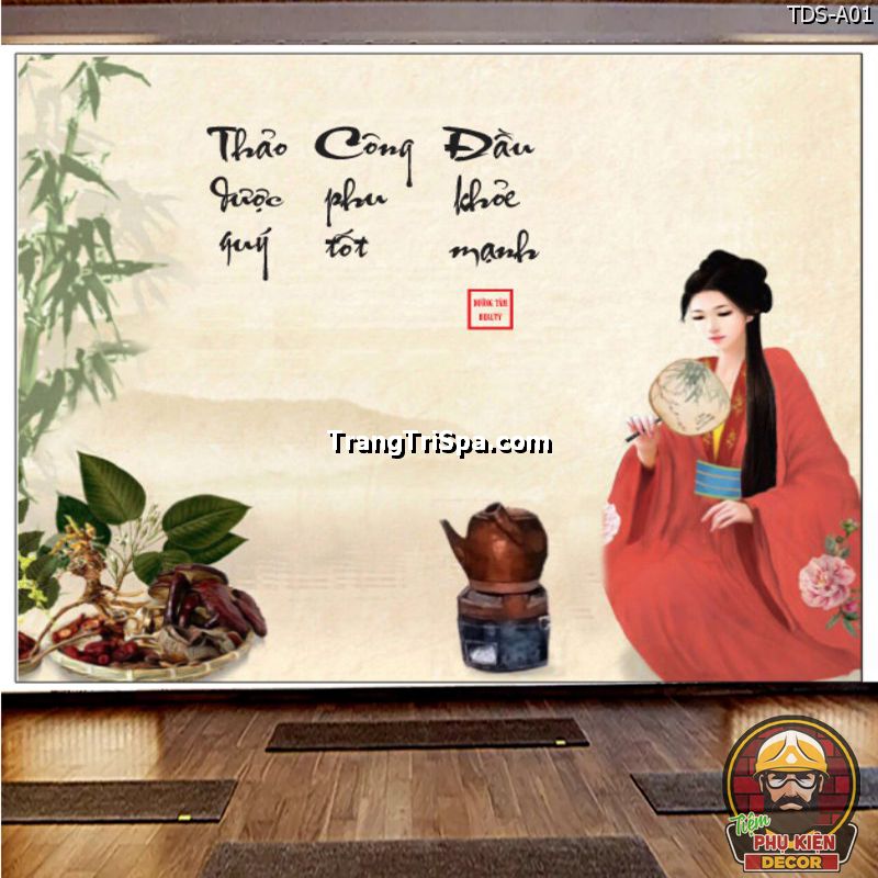 Tranh dán tường 3d thảo dược Đông Y trang trí Phòng Spa dưỡng sinh bắt mắt và thu hút Khách hàng Tranh dán tường 3d thảo dược Đông Y trang trí Phòng Spa dưỡng sinh bắt mắt và thu hút Khách hàng