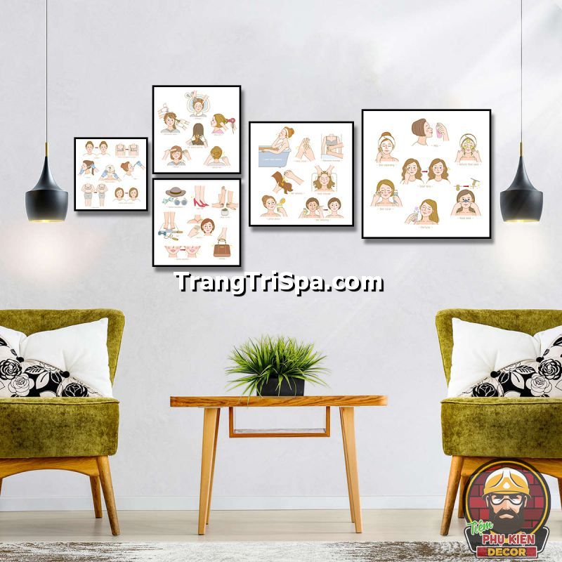 Tranh trang trí chủ đề chăm sóc da cho mẹ và bé giúp khách hàng nắm được các dịch vụ, quy trình chăm sóc da tại Spa Tranh trang trí chủ đề chăm sóc da cho mẹ và bé giúp khách hàng nắm được các dịch vụ, quy trình chăm sóc da tại Spa