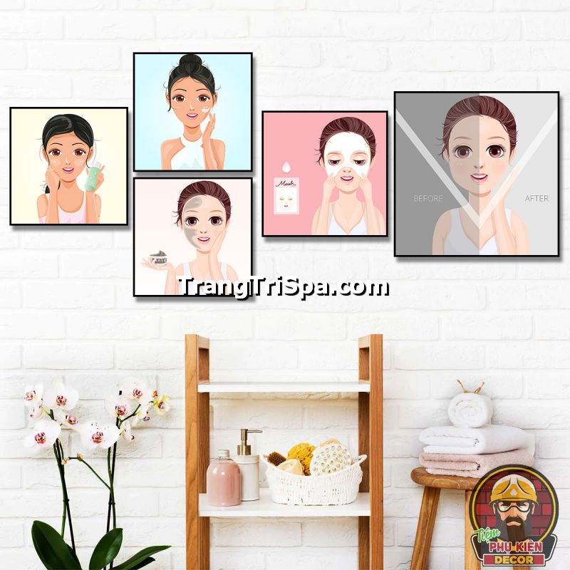 Tranh trang trí chủ đề chăm sóc da cho mẹ và bé giúp khách hàng nắm được các dịch vụ, quy trình chăm sóc da tại Spa Tranh trang trí chủ đề chăm sóc da cho mẹ và bé giúp khách hàng nắm được các dịch vụ, quy trình chăm sóc da tại Spa
