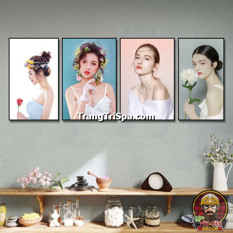 Bộ tranh treo các cô gái với các kiểu tóc khác nhau rất thích hợp trang trí tiệm makeup Bộ tranh treo các cô gái với các kiểu tóc khác nhau rất thích hợp trang trí tiệm makeup
