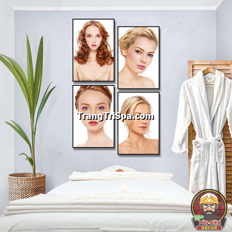 Bộ tranh treo các cô gái với các kiểu tóc khác nhau rất thích hợp trang trí tiệm makeup Bộ tranh treo các cô gái với các kiểu tóc khác nhau rất thích hợp trang trí tiệm makeup