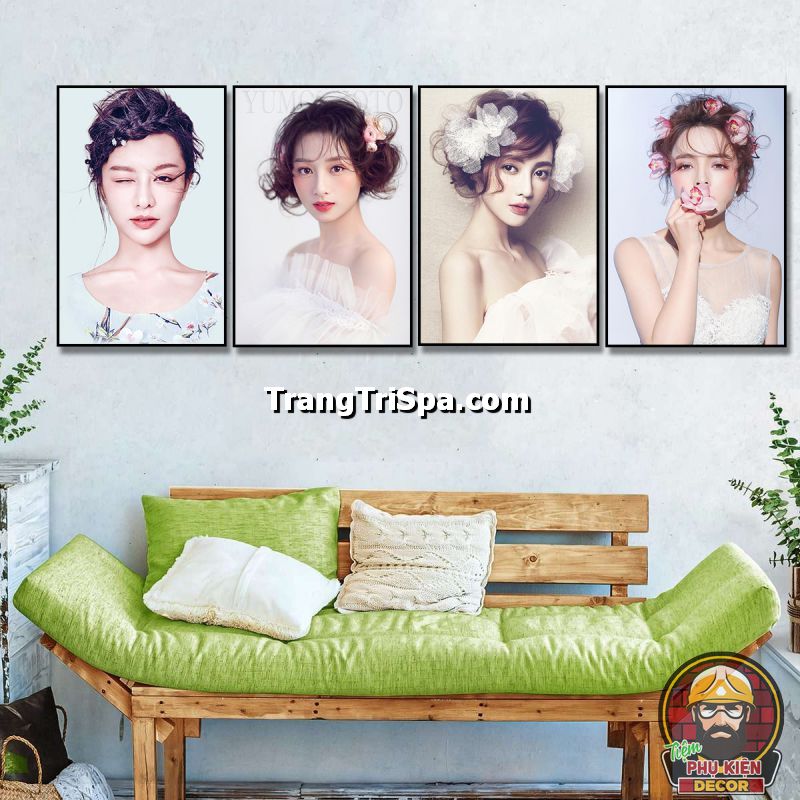 Bộ tranh treo các cô gái với các kiểu tóc khác nhau rất thích hợp trang trí tiệm makeup Bộ tranh treo các cô gái với các kiểu tóc khác nhau rất thích hợp trang trí tiệm makeup
