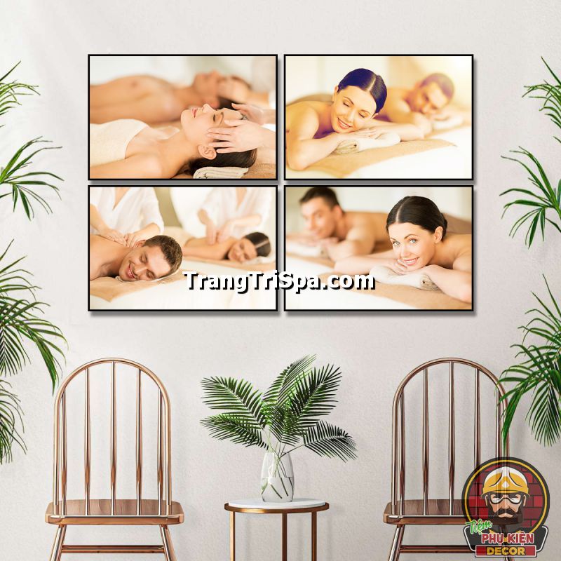 Tranh treo tường spa kết hợp với cây xanh mang màu sắc tươi mới  Tranh treo tường spa kết hợp với cây xanh mang màu sắc tươi mới