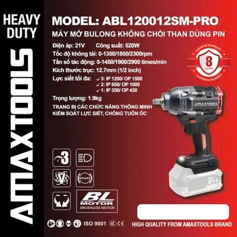 Máy Siết Mở Bulong 21V Amaxtools ABL120012SM-PRO Lực Siết 1200N.m