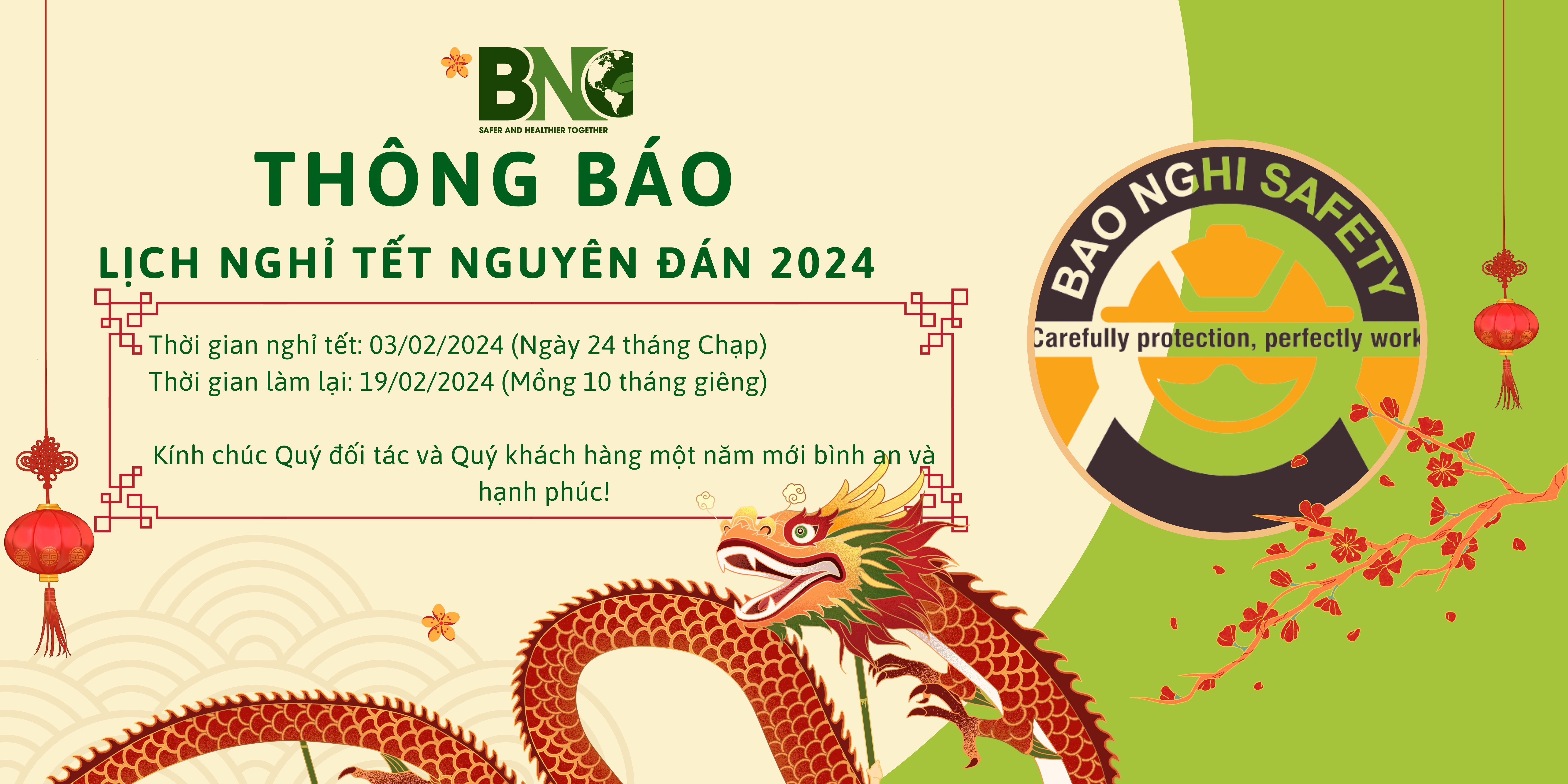 THÔNG BÁO LỊCH NGHỈ TẾT NGUYÊN ĐÁN 2024