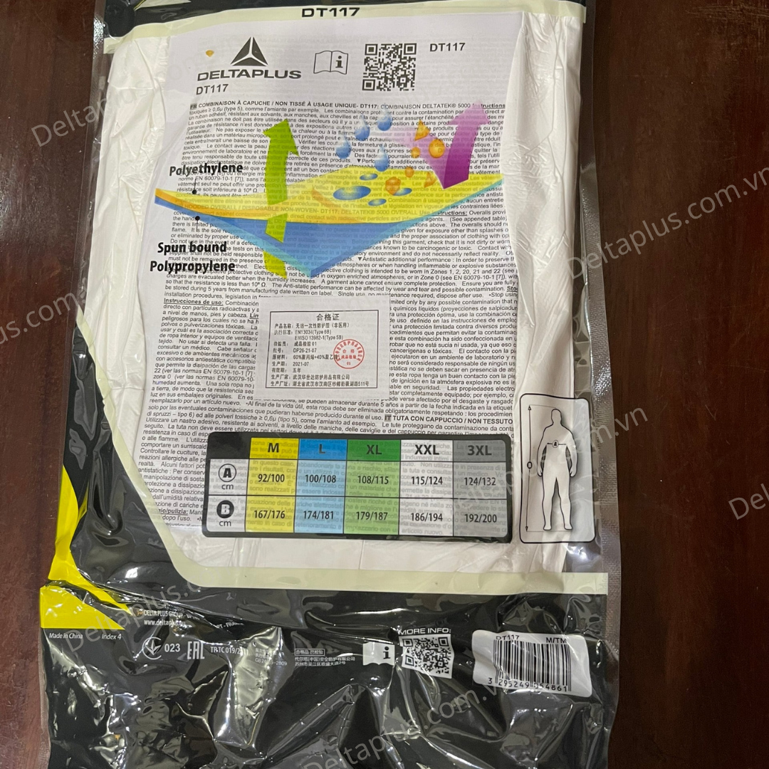 QUẦN ÁO PHÒNG DỊCH CHỐNG HÓA CHẤT LEVEL 4 DELTA PLUS - DT117 QUẦN ÁO PHÒNG DỊCH CHỐNG HÓA CHẤT LEVEL 4 DELTA PLUS - DT117
