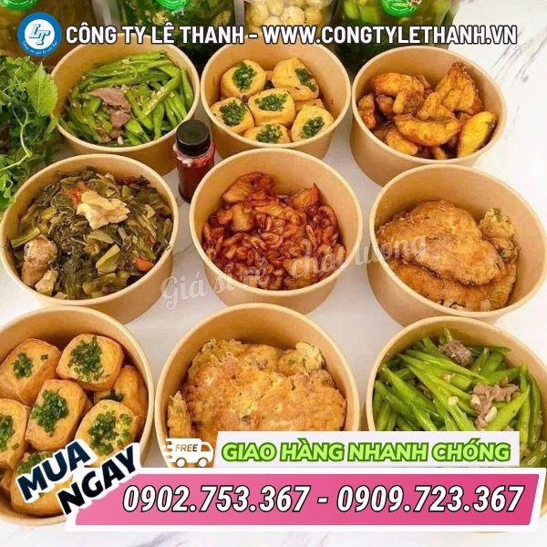 Giá sỉ tô giấy đựng salad đồ ăn mang đi in logo theo yêu cầu Giá sỉ tô giấy đựng salad đồ ăn mang đi in logo theo yêu cầu