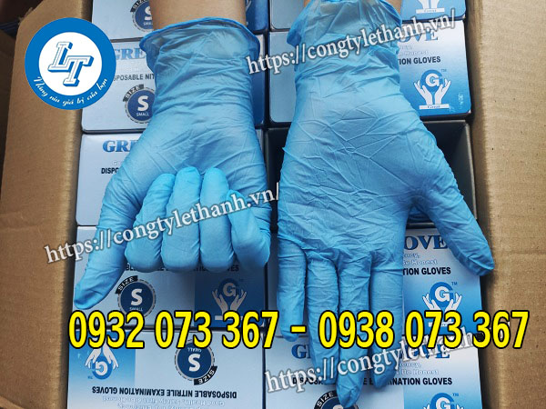 Các loại găng tay y tế sử dụng phổ biến giá tốt Găng tay y tế great glove màu xanh