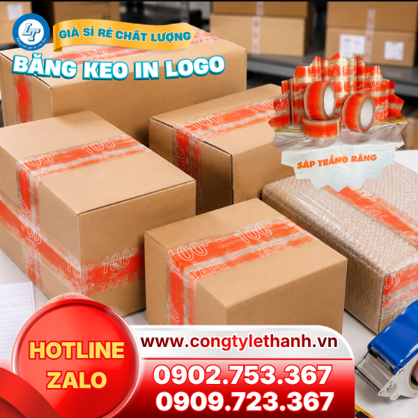 Dán thùng carton chuyên nghiệp với băng keo in chữ theo yêu cầu Băng keo in chữ theo yêu cầu đóng hàng chắc chắn