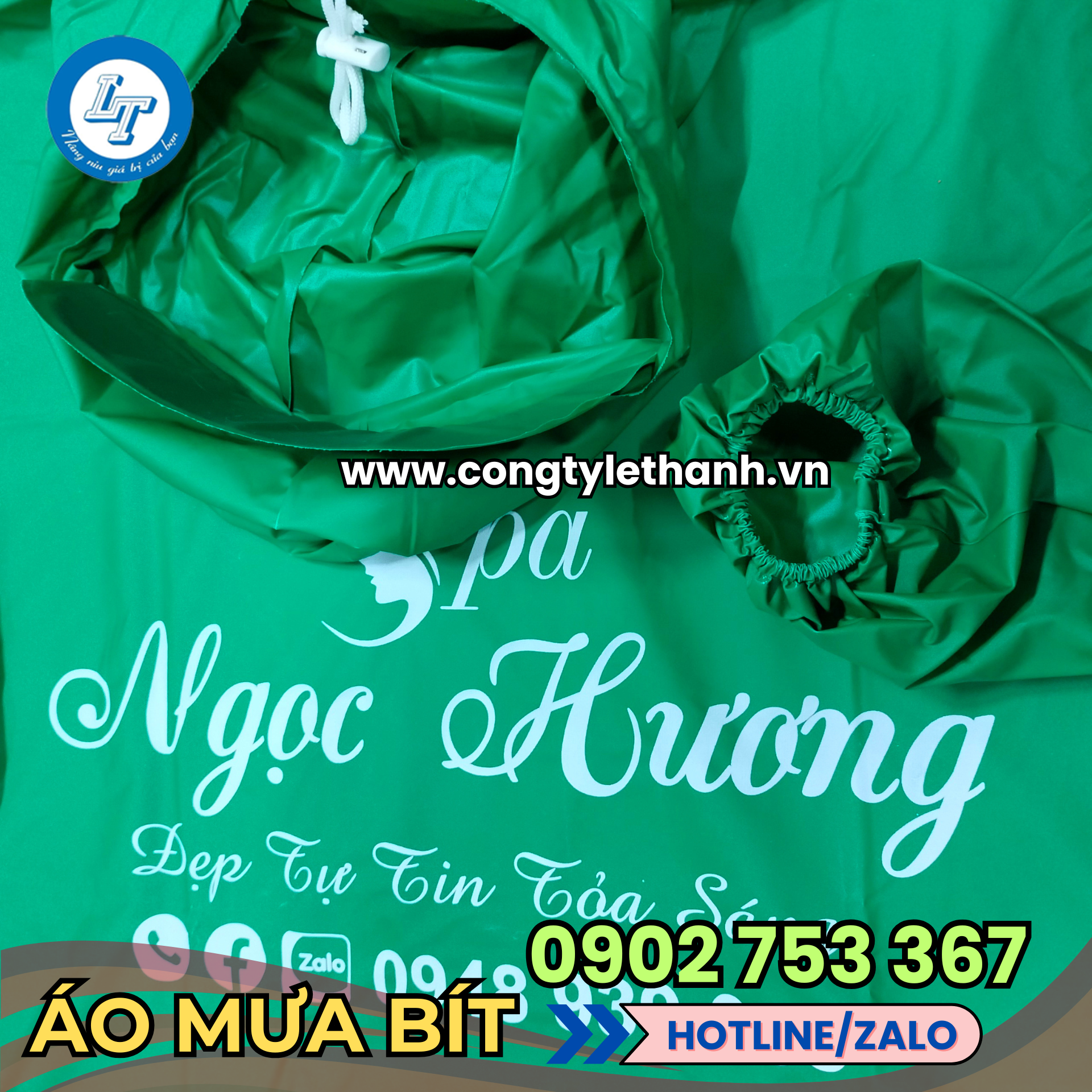 Áo mưa bít in logo, in chữ theo yêu cầu Áo mưa bít in logo, in chữ theo yêu cầu