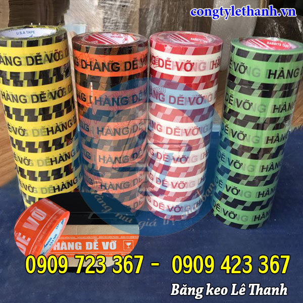 Băng keo hàng dễ vỡ TPHCM giá sỉ tận xưởng Băng keo in chữ hàng dễ vỡ, vui lòng nhẹ tay nhiều màu