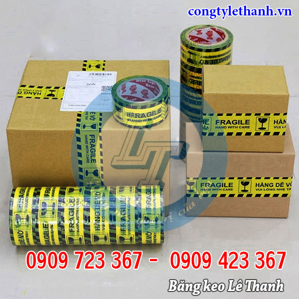 Băng keo hàng dễ vỡ TPHCM giá sỉ tận xưởng Băng keo in chữ hàng dễ vỡ, vui lòng nhẹ tay dùng dán thùng