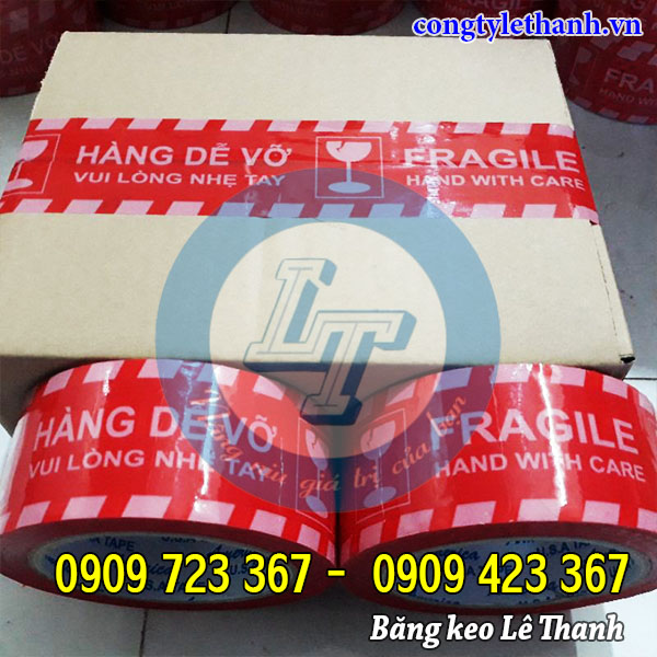 Băng keo hàng dễ vỡ TPHCM giá sỉ tận xưởng Băng keo in chữ hàng dễ vỡ, vui lòng nhẹ tay dùng dán thùng