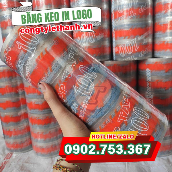 Băng keo in logo nền trong 100 yard Băng keo in logo nền trong 100 yard