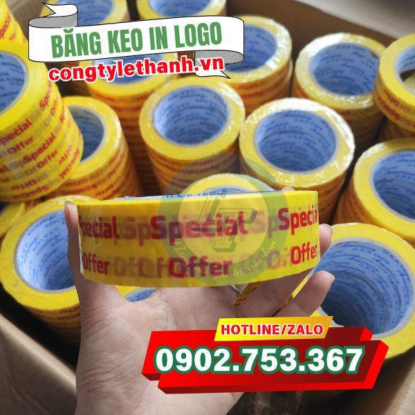 Băng keo in logo nền màu 2f4 Băng keo in logo nền màu 2f4