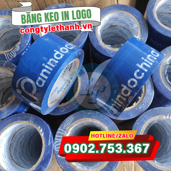 Băng keo in thương hiệu nền xanh đẹp mắt Băng keo in thương hiệu nền xanh đẹp mắt