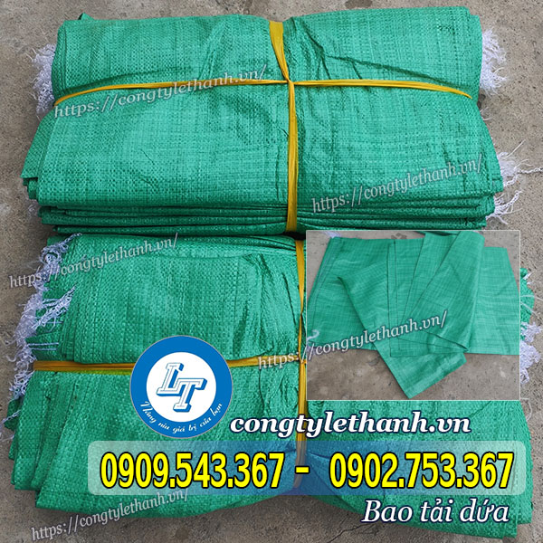 Bỏ sỉ bao đựng gao nhiều kg cho đại lý, cửa hàng bao tải màu xanh lá
