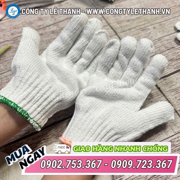 Bao tay len trắng kem 80g – sợi tẩy trắng giá sỉ Găng tay len trắng kem sợi tẩy có cổ màu xanh và cam