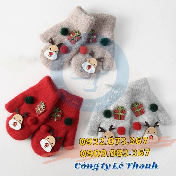 Giá sỉ bao tay len mùa đông in hình noel Bao tay len mùa đông